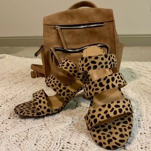 BAMBOO Tan/Blk Cheetah Print Mules (7.5)